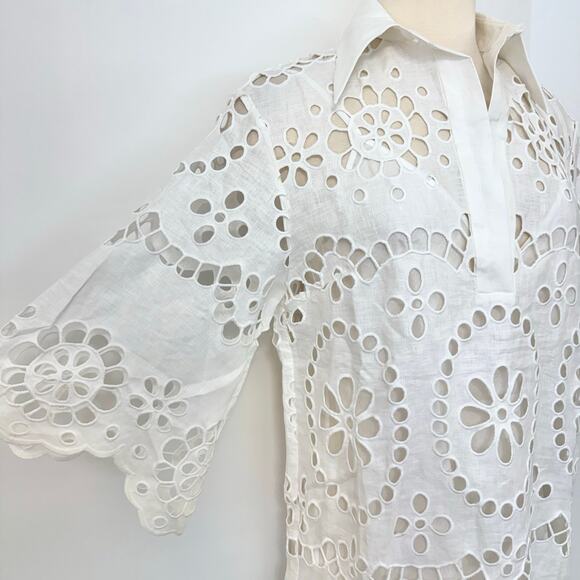 ZIMMERMANN Lexi Embroidered Tunic Eyelet Sheer Top in Ivory 0 (US 4) NWT - Picture 5 of 13